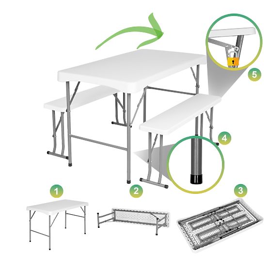 Vrtni catering set STANLEY stol + 2 klupe
