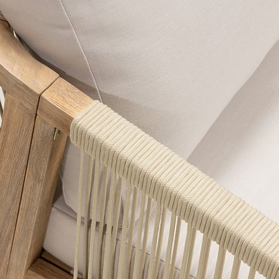 Vrtni kutni set sa stolom Castello, pletenje, akacijevo drvo FSC, izgled tikovine, bež