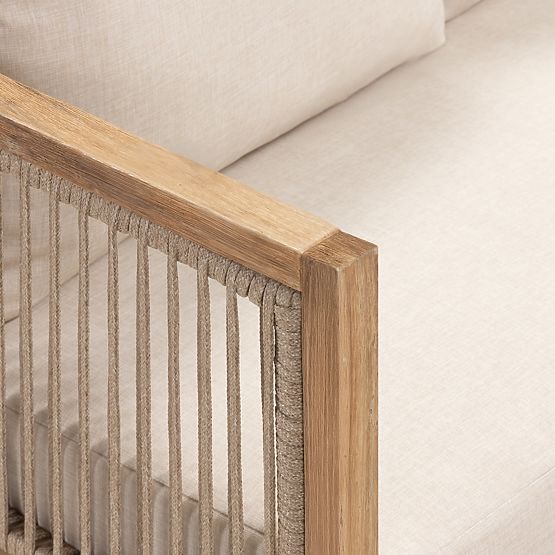 Vrtni kutni set sa stolom Vetralla, pletenje, akacijevo drvo FSC, izgled tikovine, svijetlo bež