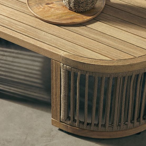 Vrtni kutni set sa stolom Vetralla, pletenje, akacijevo drvo FSC, izgled tikovine, svijetlo bež