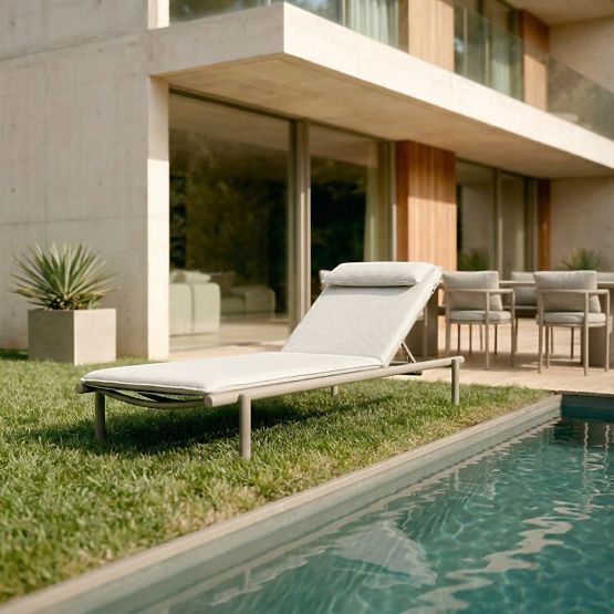 Vrtni ležaljka Amarello podesiva, aluminijska, svijetlo bež/bež-siva