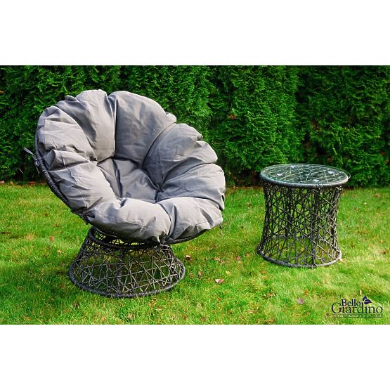 Vrtni ležaljka od tehnoratana + stolić TWIST sivi