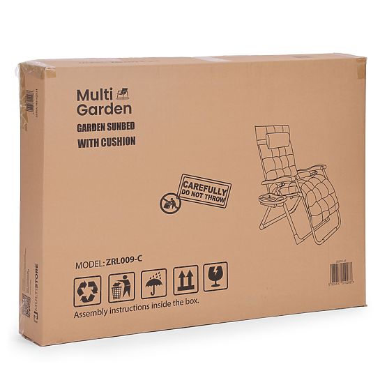 Vrtni ležaljka s jastukom i podesivim naslonom crna zlatni okvir MultiGarden