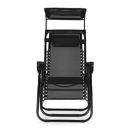 Vrtni ležaljka s podesivim naslonom i pokretnim krovićem Modernhome - crna