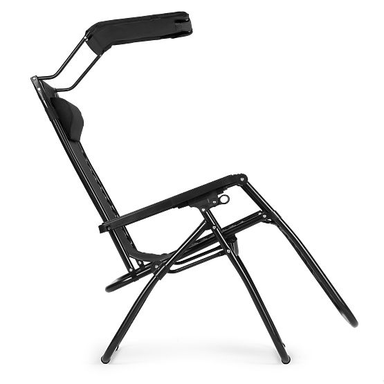 Vrtni ležaljka s podesivim naslonom i pokretnim krovićem Modernhome - crna