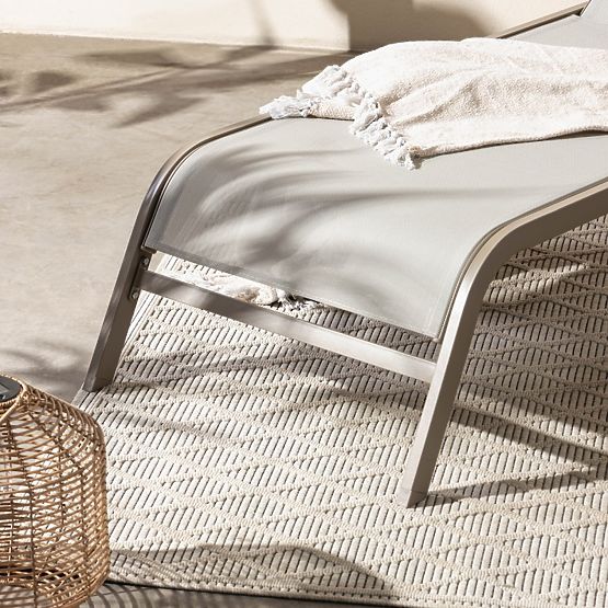 Vrtni ležaljka Sandy podesiva, svijetlosiva/bež