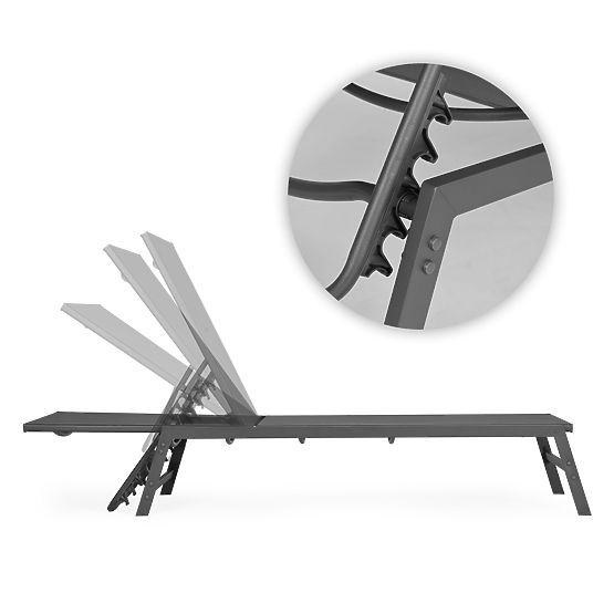 Vrtni ležaljka za plažu s podesivim naslonom, čelična konstrukcija, siva MultiGarden