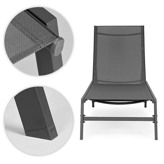 Vrtni ležaljka za plažu s podesivim naslonom, čelična konstrukcija, siva MultiGarden