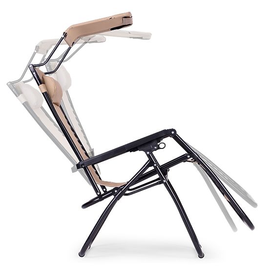 Vrtni ležalnik s nastavljivim naslonom in premičnim nadstreškom Modernhome - bež