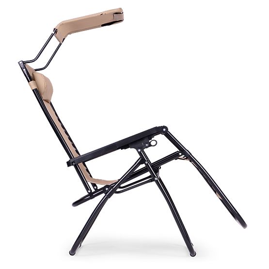 Vrtni ležalnik s nastavljivim naslonom in premičnim nadstreškom Modernhome - bež