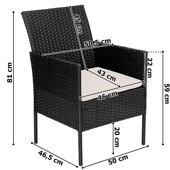 Vrtni namještaj od tehnoratana set 4u1 MAGNOLIA crna bež jastuci