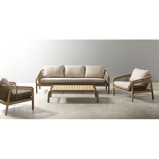 Vrtni set Belpasso, pletenina, FSC eukaliptus drvo, izgled tikovine, svijetlo bež