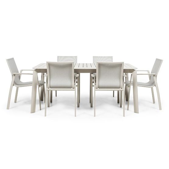 Vrtni set Canelli, rasklopivi stol 175-234 cm + 6 stolica, aluminijski, svijetlo bež