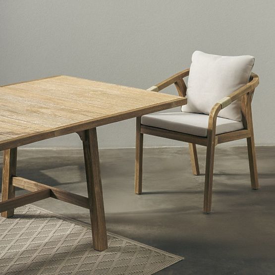 Vrtni set Castello, proširivi stol 200-295 cm + 6 stolica s pletenim naslonom, akacijevo drvo FSC