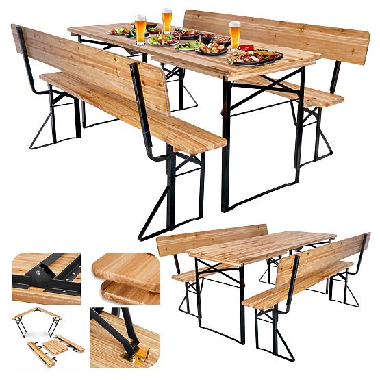 Vrtni set čelično-drveni PORTER 170 cm stol + 2 klupe