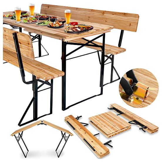 Vrtni set čelično-drveni PORTER 170 cm stol + 2 klupe