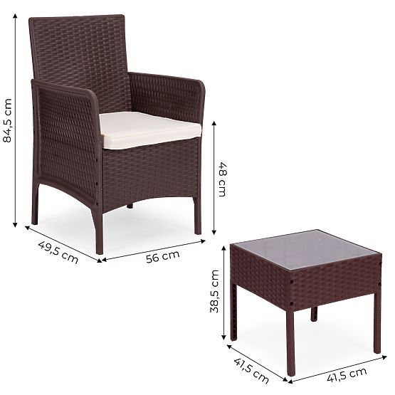 Vrtni set namještaja 2 stolice + stol kaljeno staklo smeđa MultiGarden