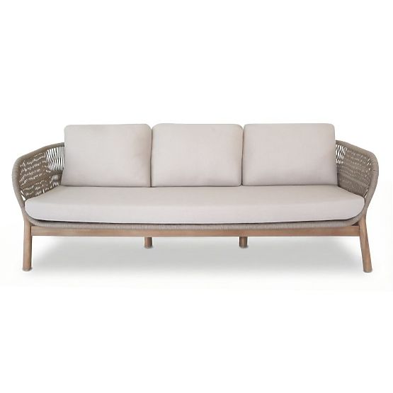 Vrtni set namještaja Fiorentino 2 izgled tikovine, pletenje, svijetlo akacijevo drvo FSC, bež, zaobl