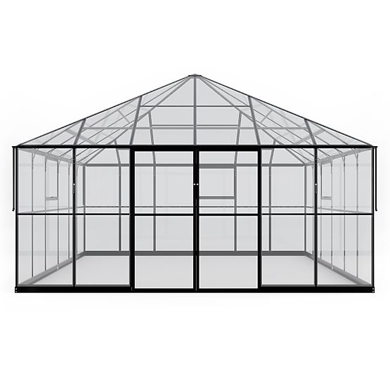 Vrtni staklenik ProGlass Gazebo Large s osnovom 17,8 m² kaljeno staklo 4 mm, aluminij, crna