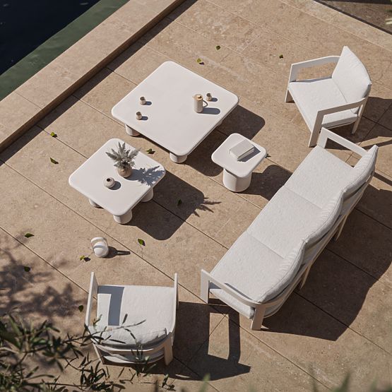 Vrtni stol Vibonis 42 cm, kvadratni, cementni, svijetlo bež