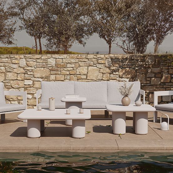 Vrtni stol Vibonis 70 cm, kvadratni, cementni, svijetlo bež