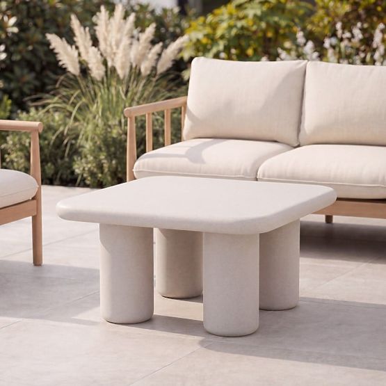 Vrtni stol Vibonis 70 cm, kvadratni, cementni, svijetlo bež