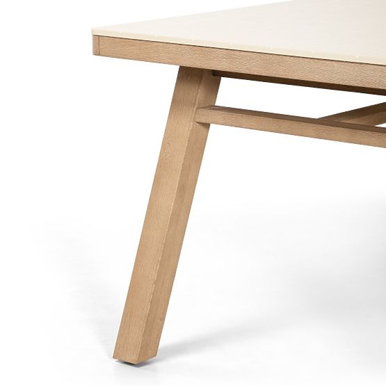 Vrtni stol Wabi 200 cm s kamenom pločom, svijetlo akacijevo drvo/svijetlo bež, pravokutni