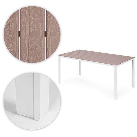 Vrtni stol za 6 osoba 156x78 cm polywood namještaj za terasu bež bijeli MultiGarden