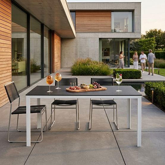 Vrtni stol za 6 osoba 156x78 cm polywood namještaj za terasu sivo bijeli MultiGarden