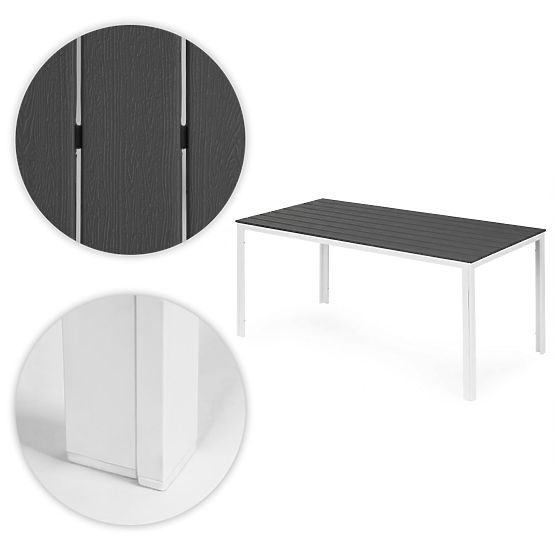 Vrtni stol za 6 osoba 156x78 cm polywood namještaj za terasu sivo bijeli MultiGarden