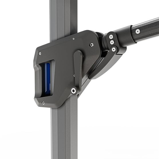 Vrtni suncobran na ruci Shade 4x3 m s navlakom, rotirajući 360°, sivi