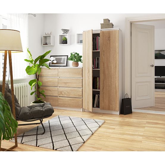 ZATVORENA KNJIŽNICA R80 2D 8P CLP BIJELA / SONOMA