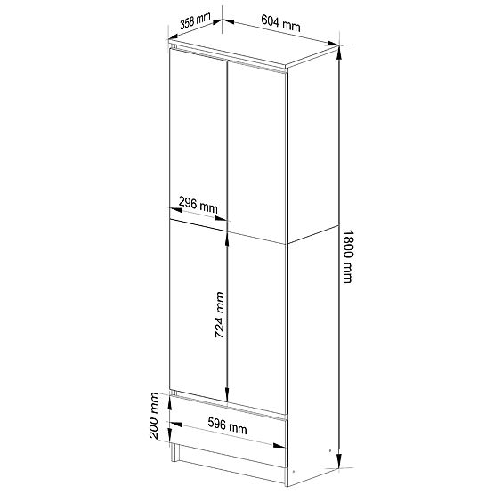 ZATVORENA POLICA R60 2D 1SZ CLP PK BIJELA / SIVA