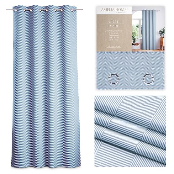 Zavjesa CLEAR tamnoplava boho stil klasične srebrne metalne ušice