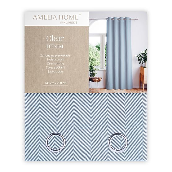 Zavjesa CLEAR tamnoplava boho stil klasične srebrne metalne ušice