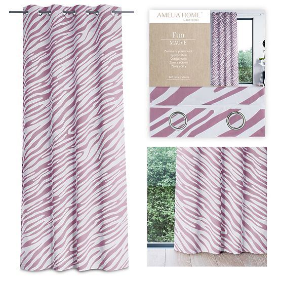 Zavjesa FUN ružičaste boje s tiskom životinjskog motiva tropskog stila srebrne metalne provodnice