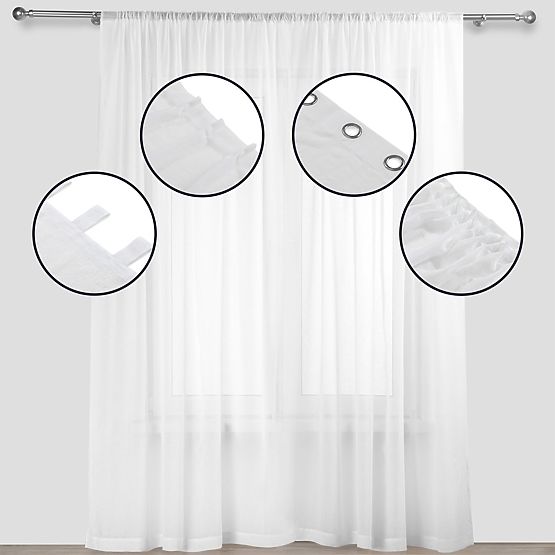 Zavjesa KRESZ bijela boja klasični stil flex flex 5,5 cm s dvostrukim naborom zgužvani voil 140x270