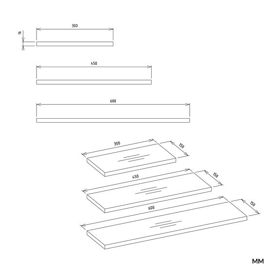 Zidne police TOBI 3P HRAST ARTISAN