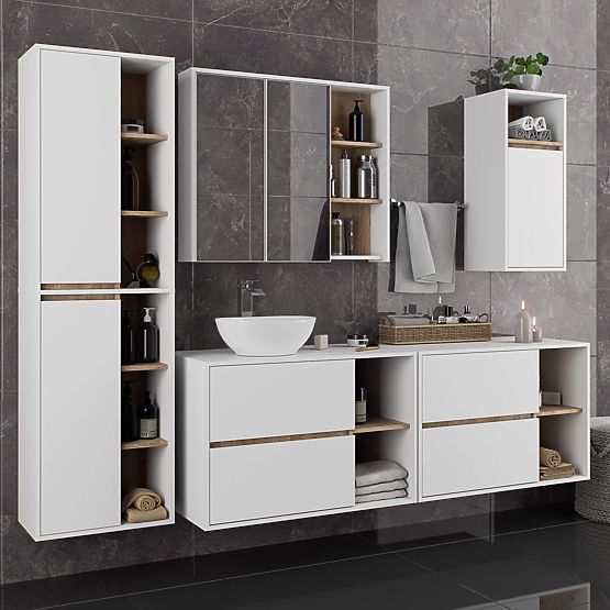 VISOKI KUPAONSKI ORMARIĆ VAMI W50 2D 6P BIJELA / HRAST SONOMA