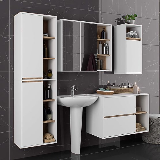 VISOKI KUPAONSKI ORMARIĆ VAMI W50 2D 6P BIJELA / HRAST SONOMA
