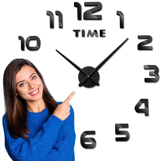 Zidni satovi DIY NEPRI 65 - 130 cm - crni 3D