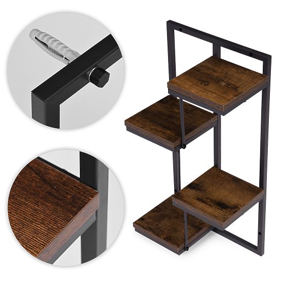 Zidni stalak za cvijeće polica za cvijeće dekoracija 4 razine loft ModernHome