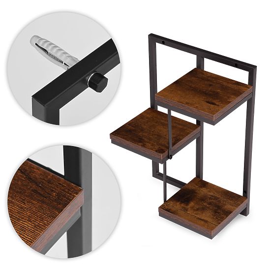 Zidni stalak za cvijeće viseća polica za cvijeće dekoracija 3 razine loft ModernHome