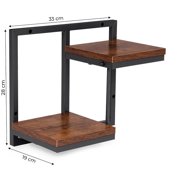 Zidni stalak za cvijeće, viseća polica za cvijeće i dekoracije, 2 razine, loft ModernHome