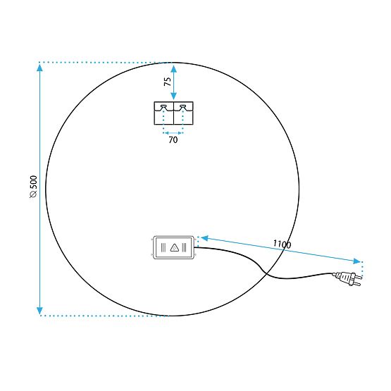 ZIDNO LED OGLEDALO 50cm MMJ Crno