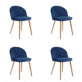 4 x Baršunasta tapecirana stolica SJ.075 Plava
