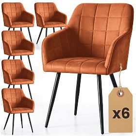 6x Tapecirana stolica s kvadratnim prošivom Bakrena LUXANO Crne noge