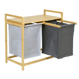 Bambusova košara za rublje ili igračke HANOI 2 pretinca DUO BOJA