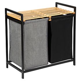 bambusova košara za rublje ili igračke HANOI BLACK 2 pretinca DUO BOJA