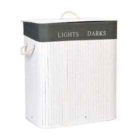 Bambusova košara za rublje s 2 pretinca bijelo-siva